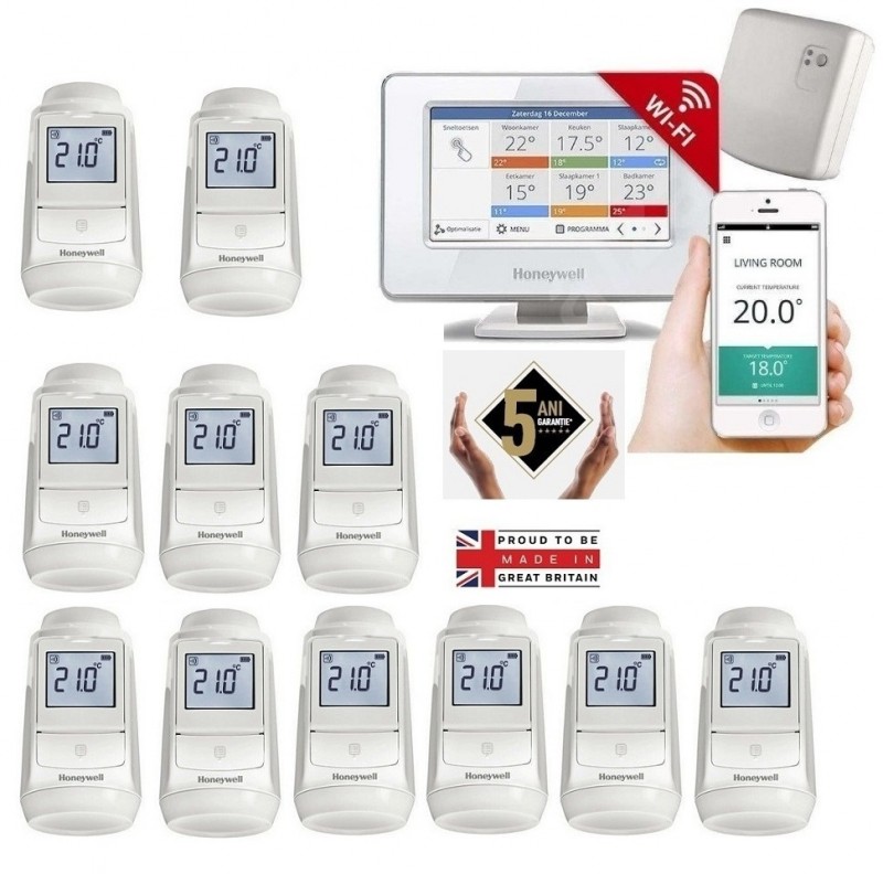 Termostat Smart EvoHOME pentru comanda centralei si 11 calorifere cu robineti termostatici