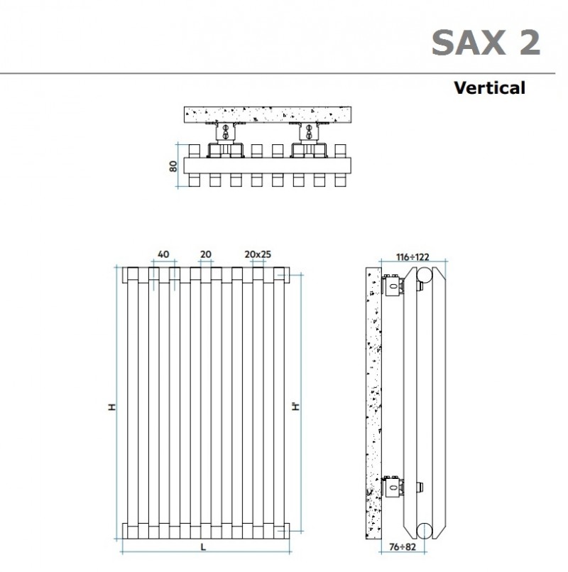Calorifer vertical Irsap SAX2 720x2000
