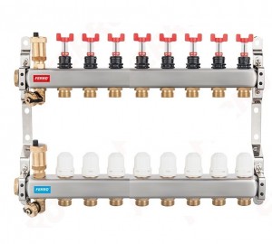 Imagine Distribuitor-colector din inox cu debitmetre si ventile termostatice cu 8 circuite